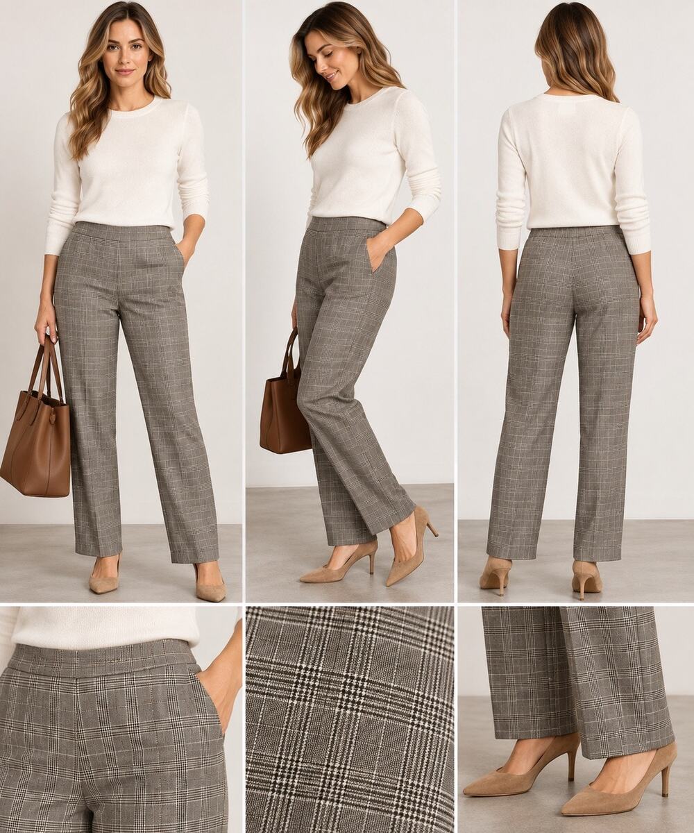 Rachel Zoe Plaid Black and White Trousers Pants Size 8